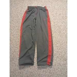 Nike Dri-Fit Joggers Men's Size M Gray Red Stripe Pants Elastic Drawstring Waist